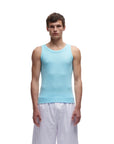 6PM Waffle Knit Tank Top Baby Blue