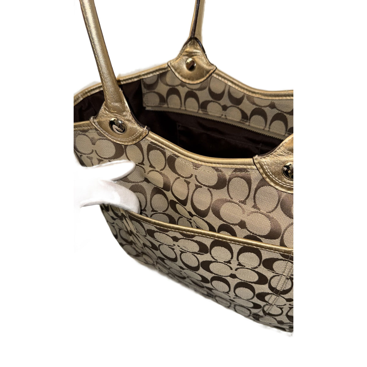 COACH Signature Pleated Gallery Tote