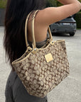 COACH Signature Pleated Gallery Tote