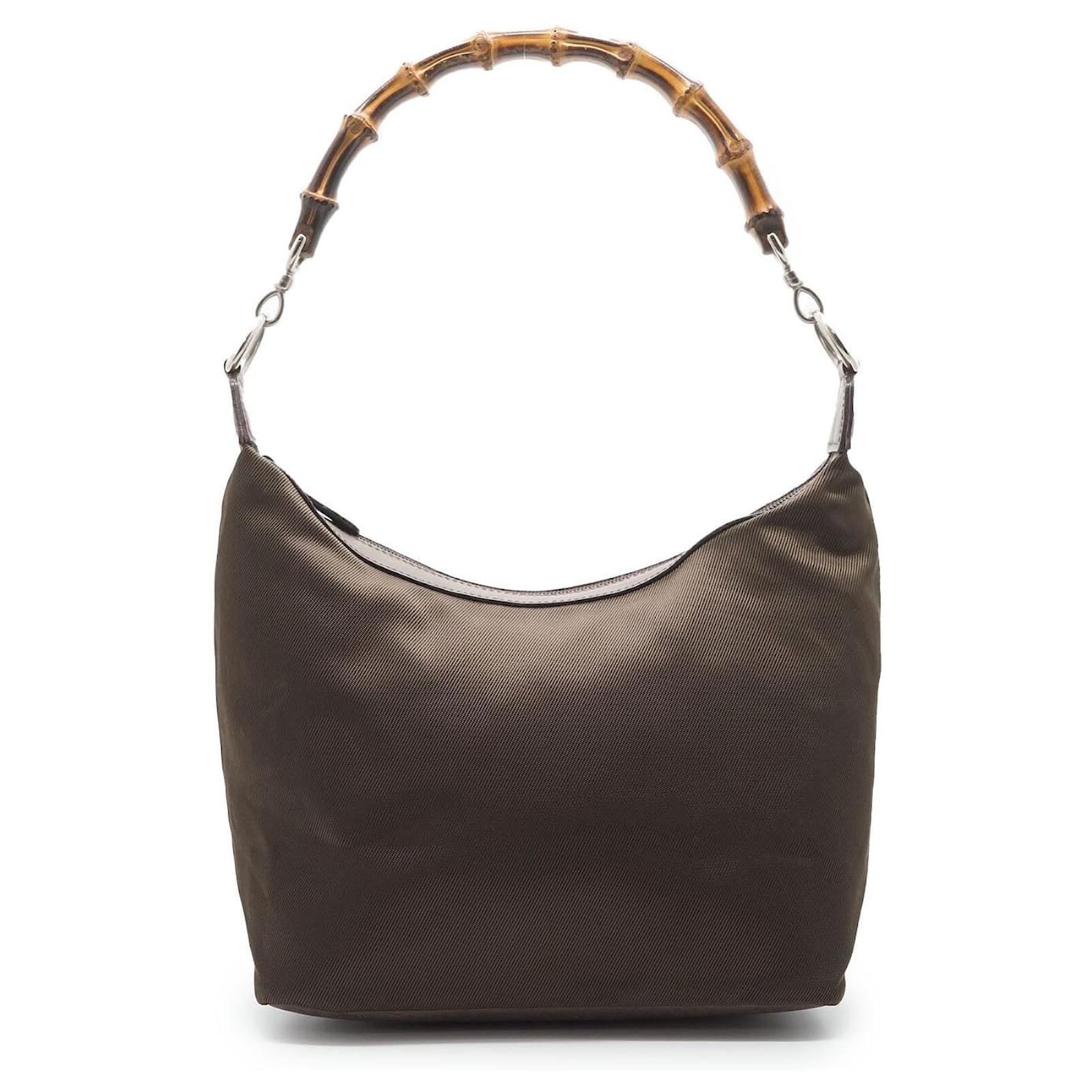 GUCCI Bamboo Nylon One Shoulder Bag Khaki – zeitlos.