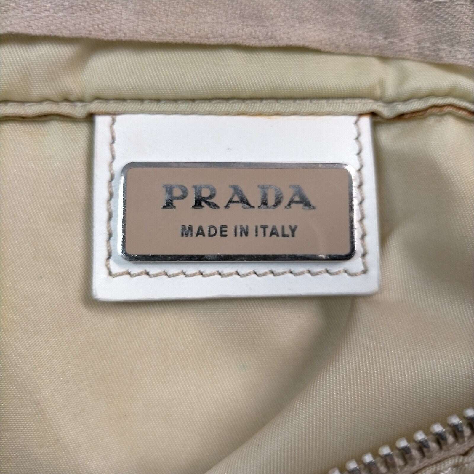 PRADA Hand Bag Nylon Beige